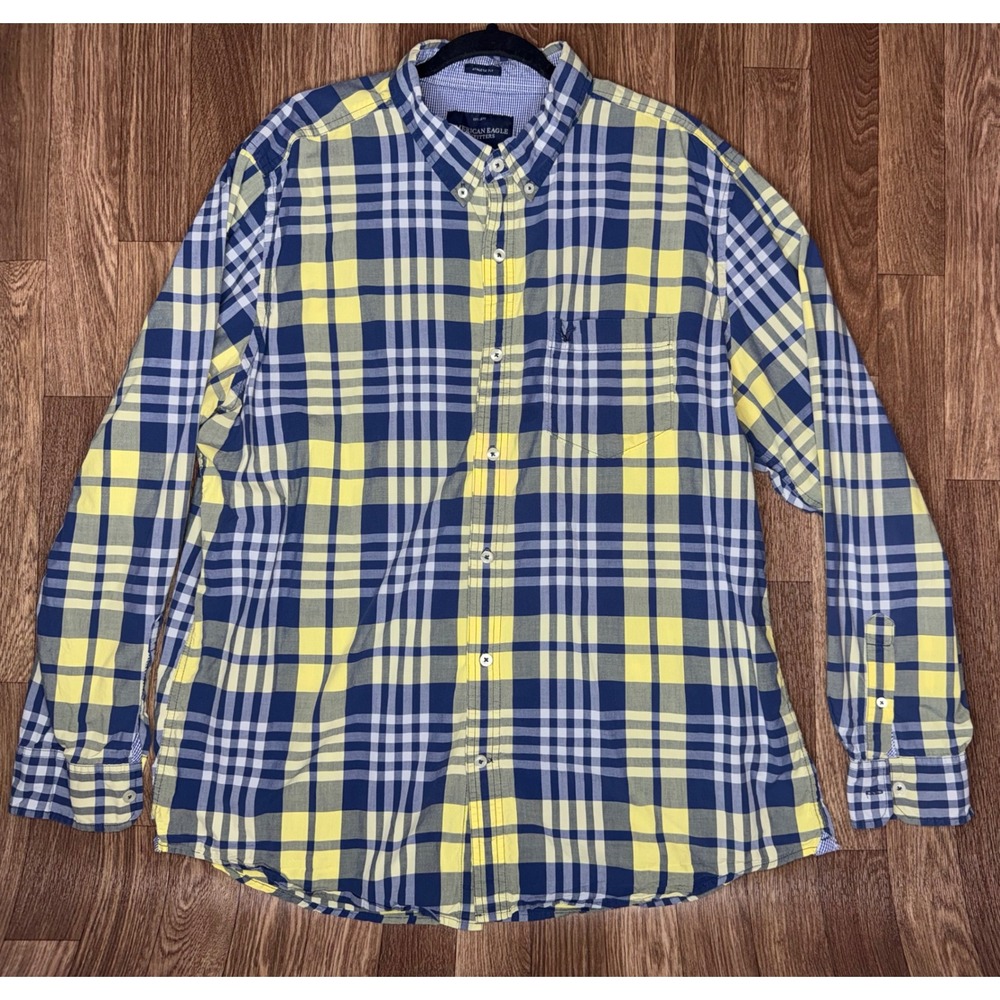 American Eagle Outfitters XXL‎ Athletic Fit Plaid Button Down Long Sleeve Shirt